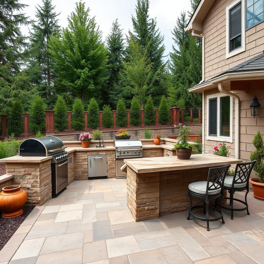 Stone Outdoor Kitchen & Patio