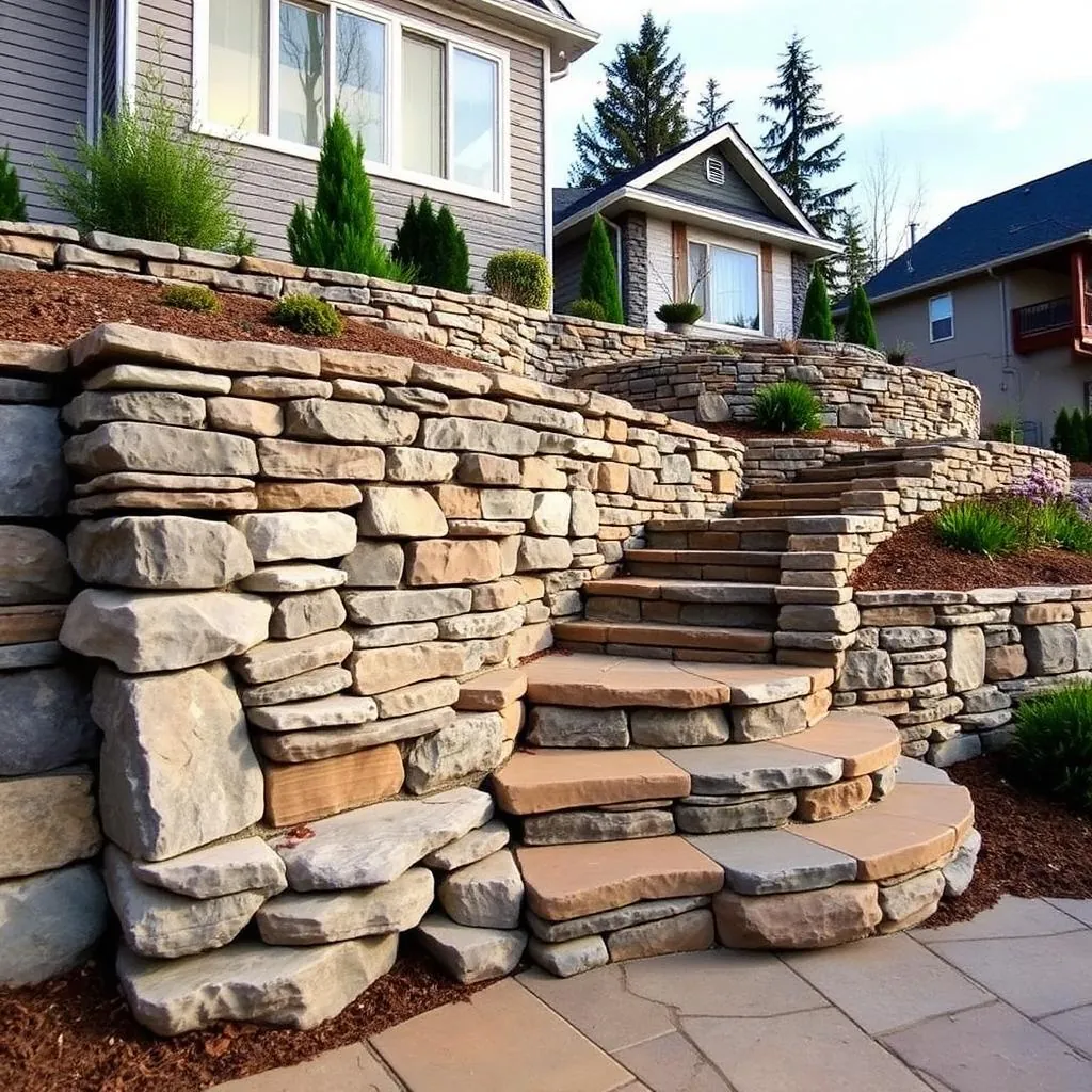 Terraced Stone Retaining Wall