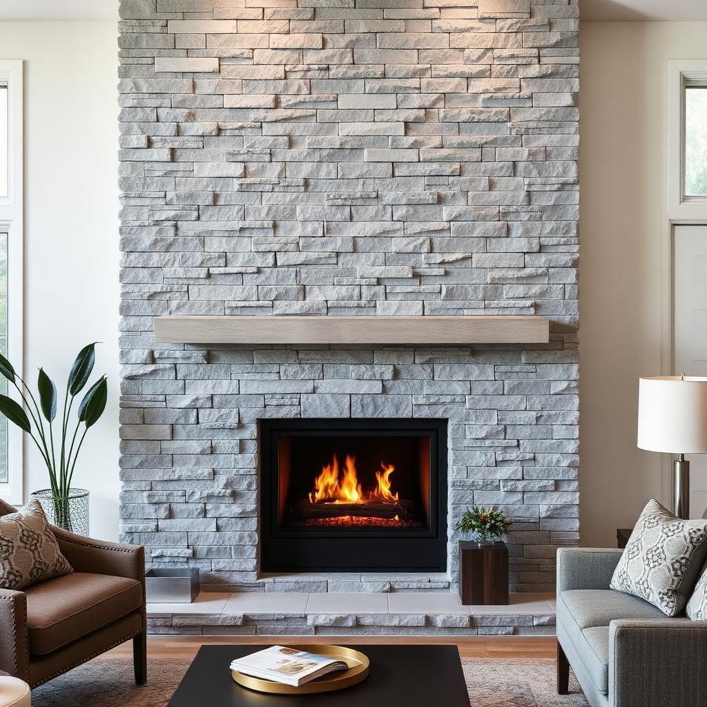 Modern Stone Fireplace Surround